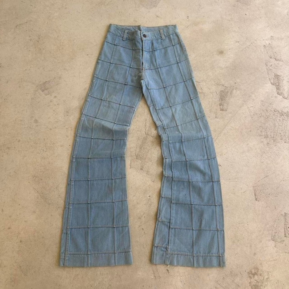 80s Vintage Brittania Blue Flared Denim Jeans Size 29